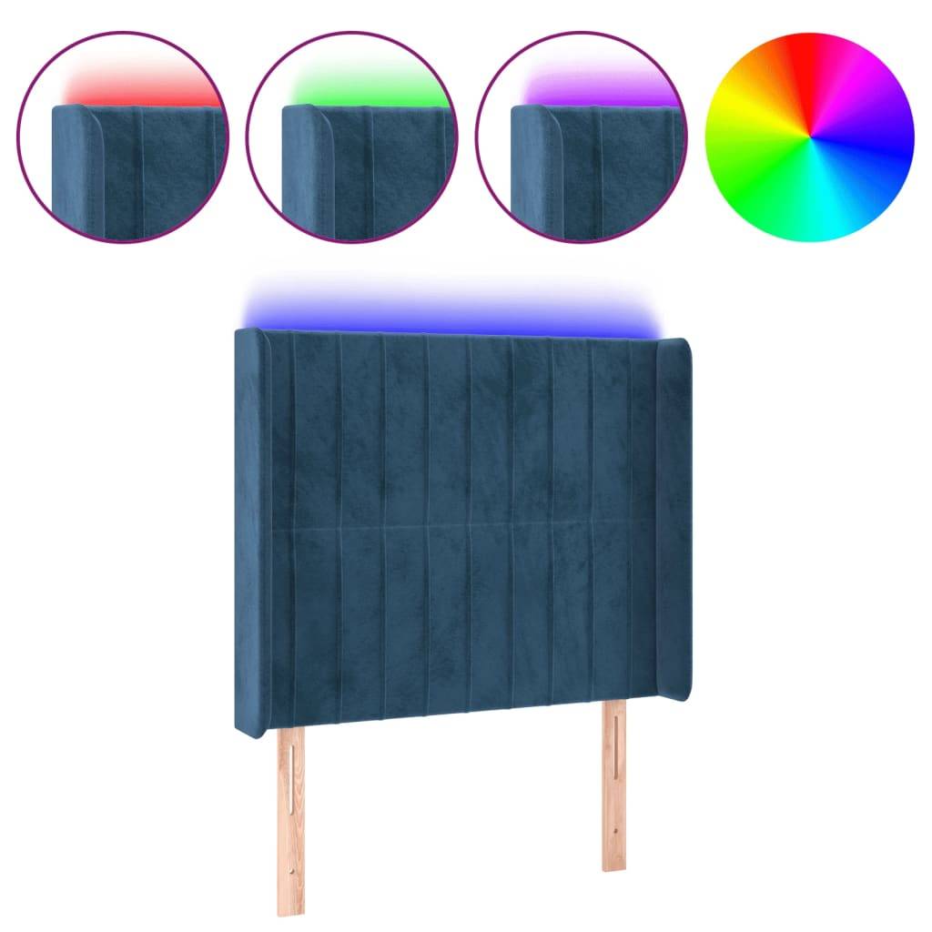 vidaXL LED Kopfteil Dunkelblau 103x16x118/128 cm Samt