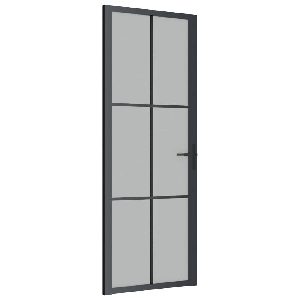vidaXL Innentür 76x201,5 cm Schwarz Mattglas und Aluminium