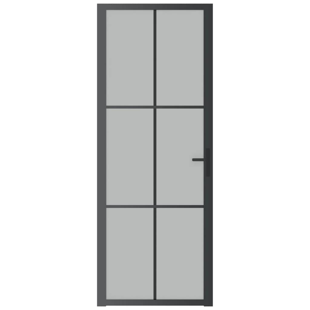 vidaXL Innentür 76x201,5 cm Schwarz Mattglas und Aluminium