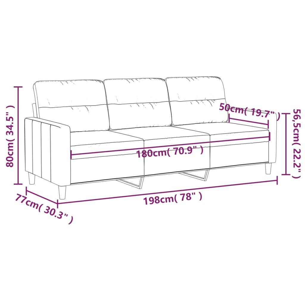 vidaXL 3-Sitzer-Sofa Creme 180 cm Stoff
