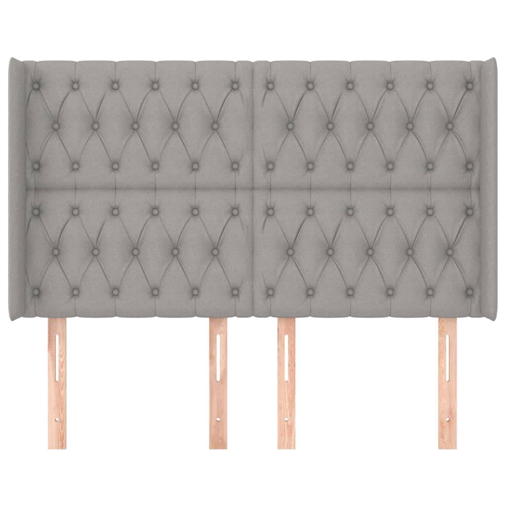vidaXL Kopfteil mit Ohren Hellgrau 163x16x118/128 cm Stoff