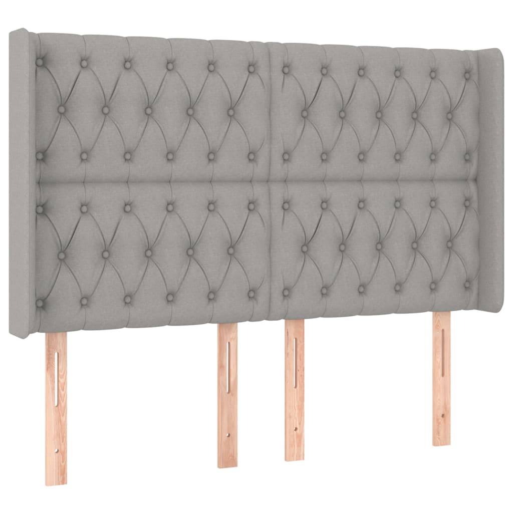 vidaXL Kopfteil mit Ohren Hellgrau 163x16x118/128 cm Stoff