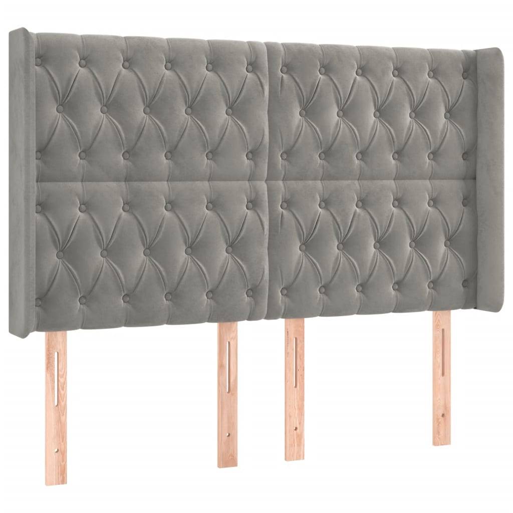 vidaXL LED Kopfteil Hellgrau 163x16x118/128 cm Samt