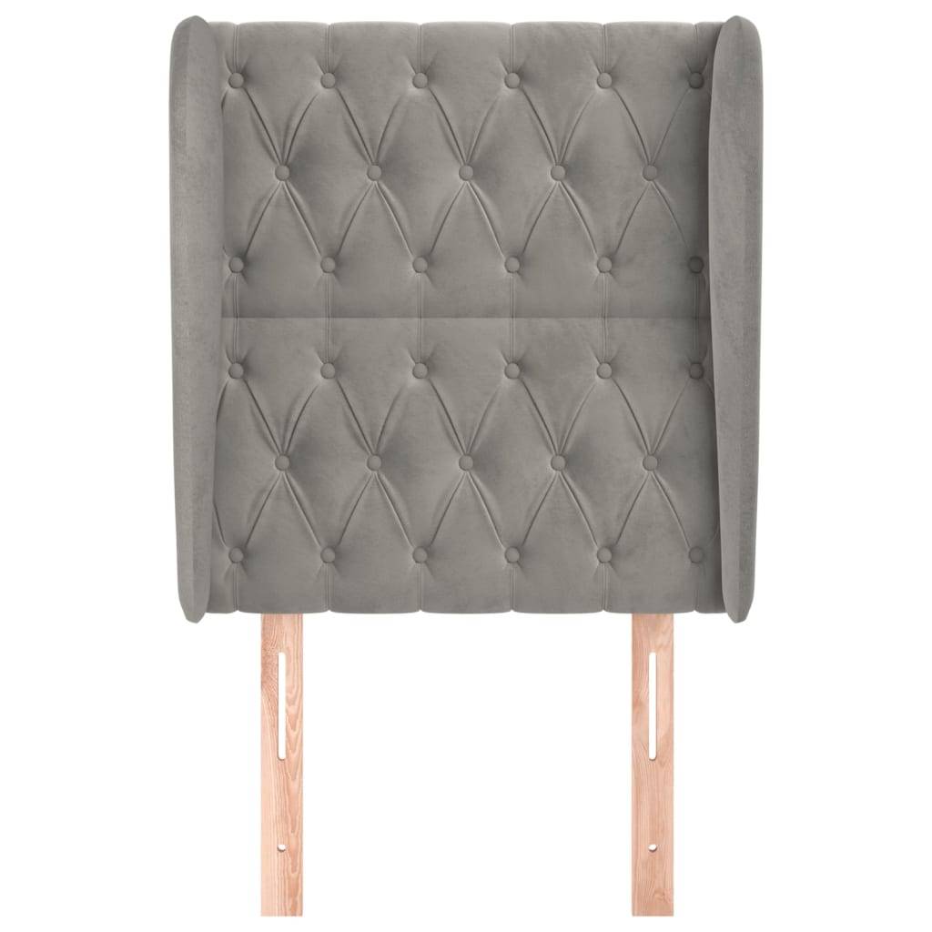 vidaXL Kopfteil mit Ohren Hellgrau 83x23x118/128 cm Samt