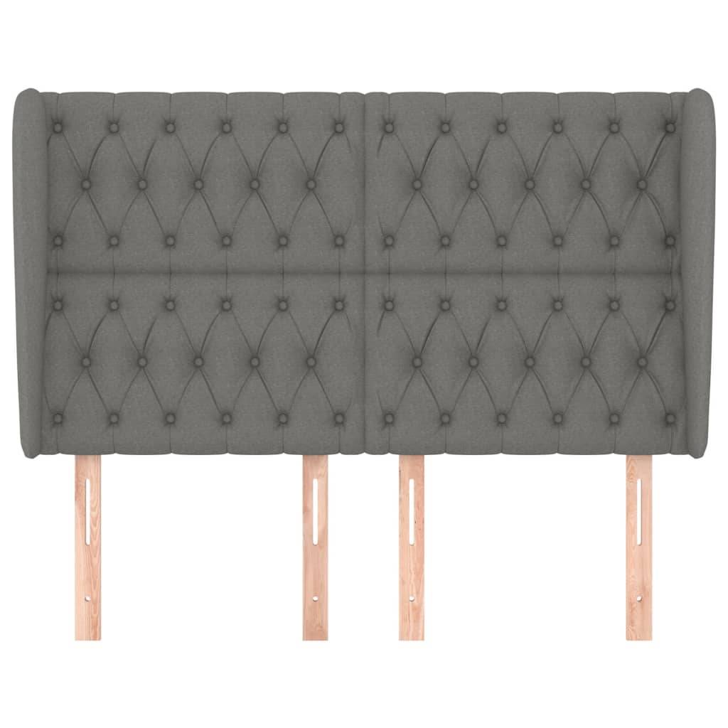 vidaXL Kopfteil mit Ohren Dunkelgrau 163x23x118/128 cm Stoff