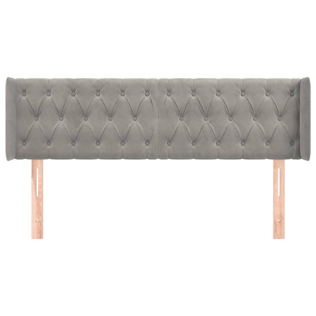 vidaXL Kopfteil mit Ohren Hellgrau 163x16x78/88 cm Samt