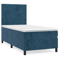 vidaXL Boxspringbett mit Matratze Dunkelblau 90x200 cm Samt vidaXL Boxspringbett mit Matratze Dunkelblau 90x200 cm Samt