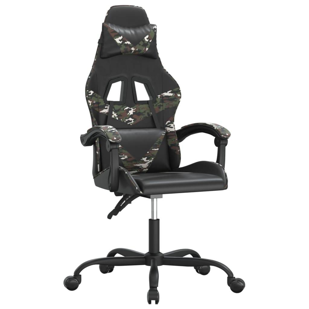 vidaXL Gaming-Stuhl Drehbar Schwarz und Tarnfarben Kunstleder