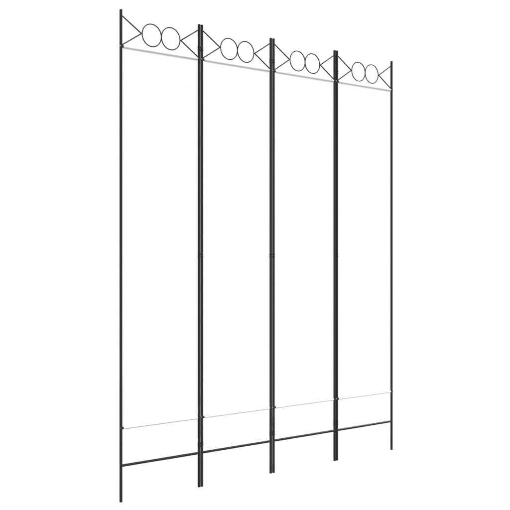 vidaXL 4-tlg. Paravent Weiß 160x200 cm Stoff