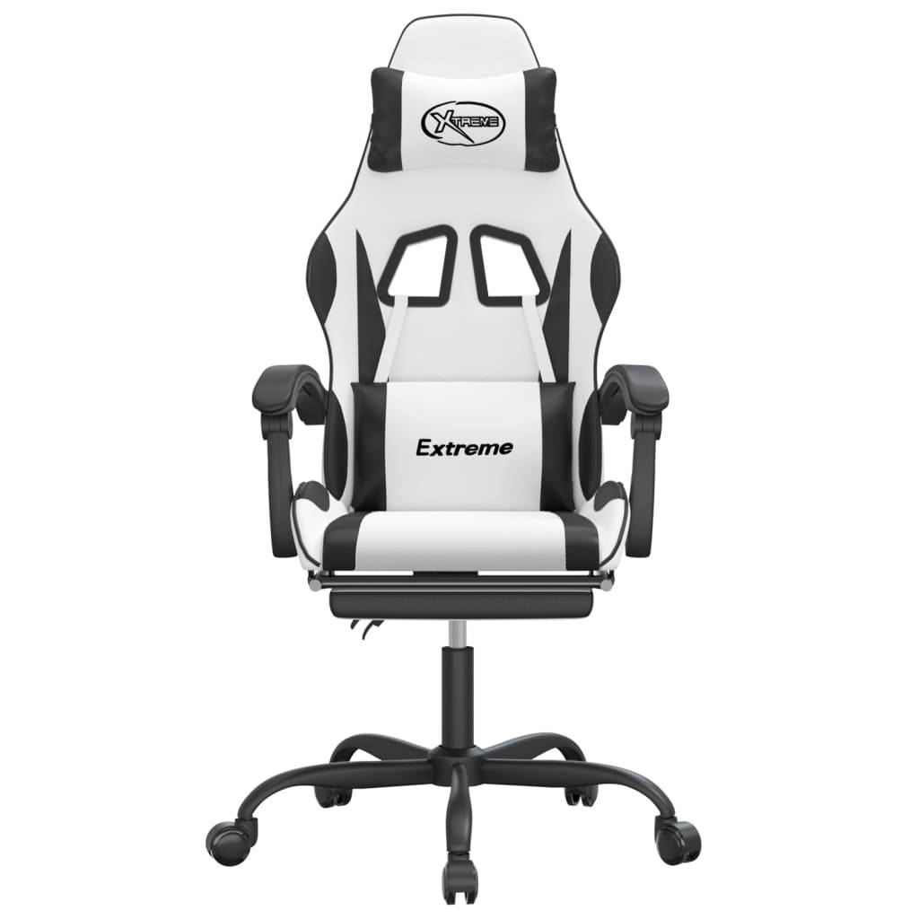 vidaXL Gaming-Stuhl mit Fußstütze Drehbar Weiß & Schwarz Kunstleder