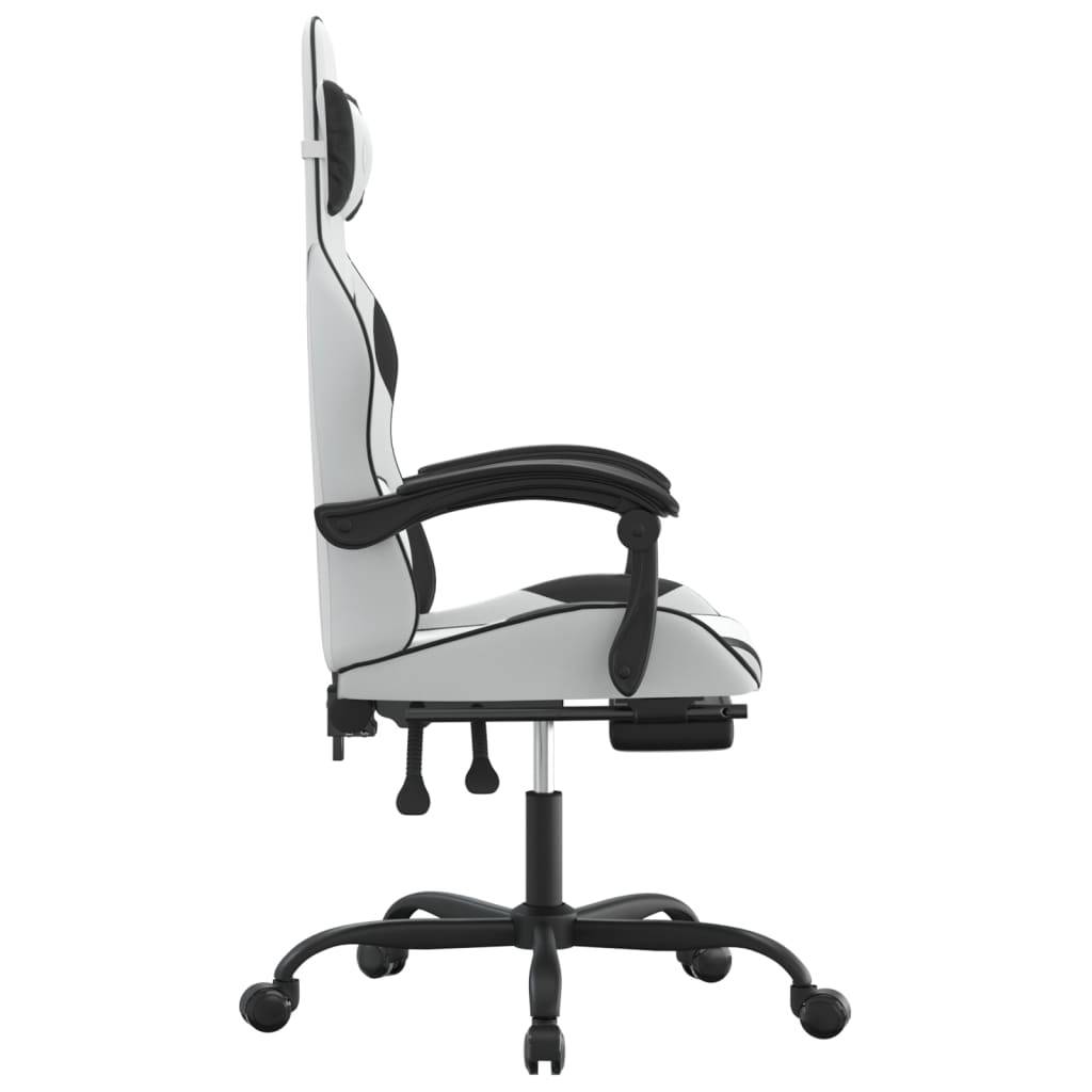 vidaXL Gaming-Stuhl mit Fußstütze Drehbar Weiß & Schwarz Kunstleder
