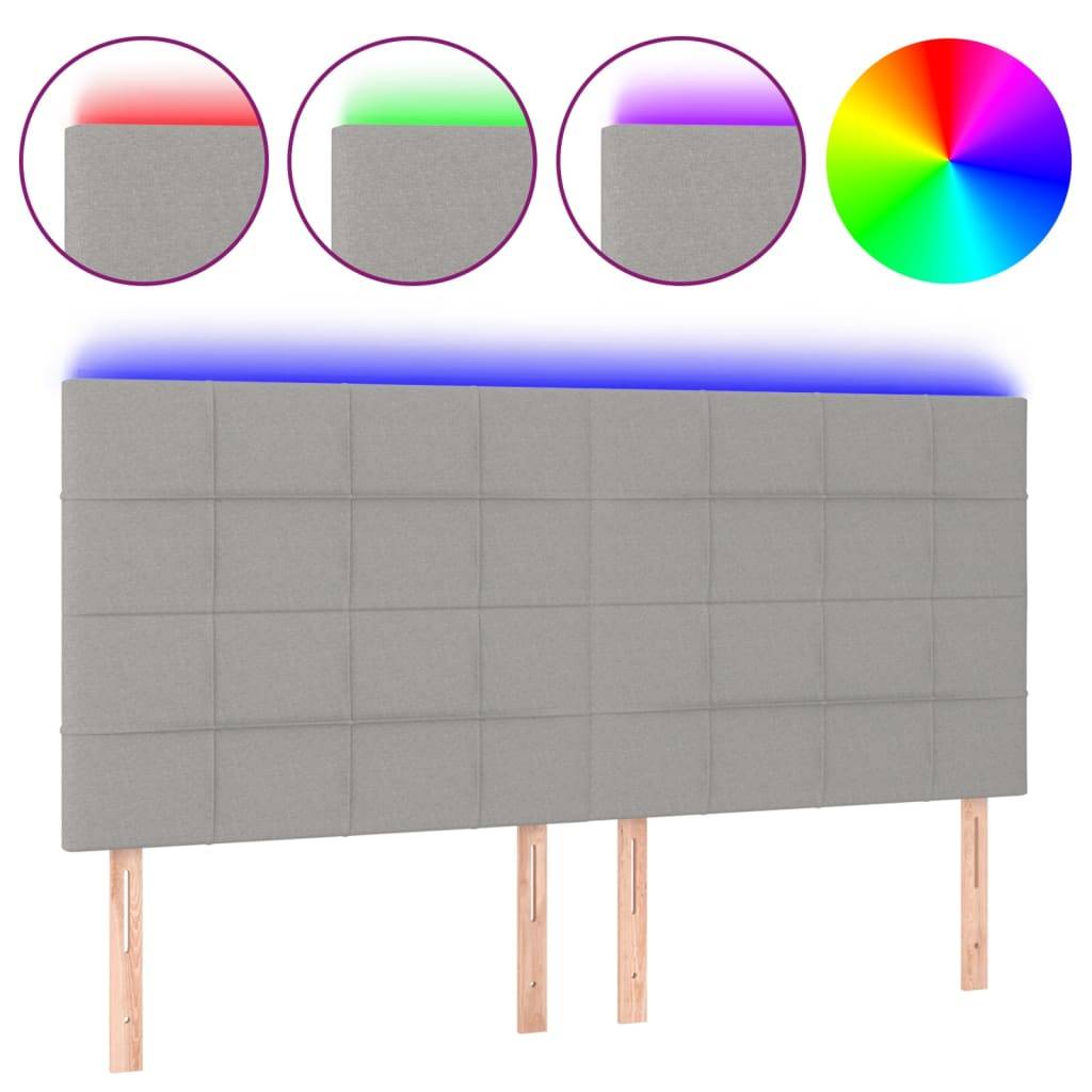 vidaXL LED Kopfteil Hellgrau 180x5x118/128 cm Stoff