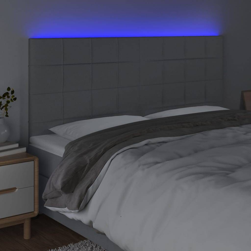 vidaXL LED Kopfteil Hellgrau 180x5x118/128 cm Stoff