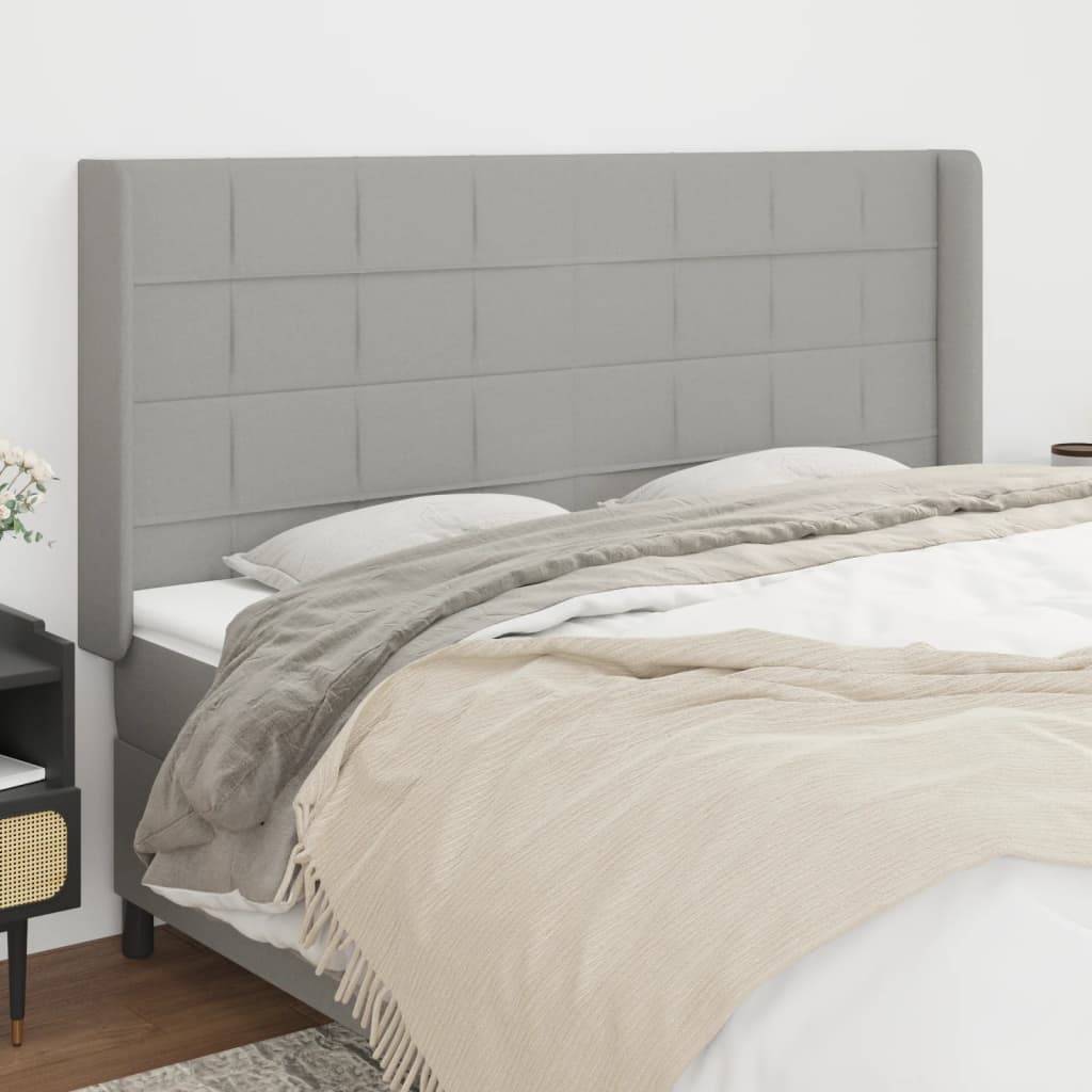 vidaXL Kopfteil mit Ohren Hellgrau 183x16x118/128 cm Stoff