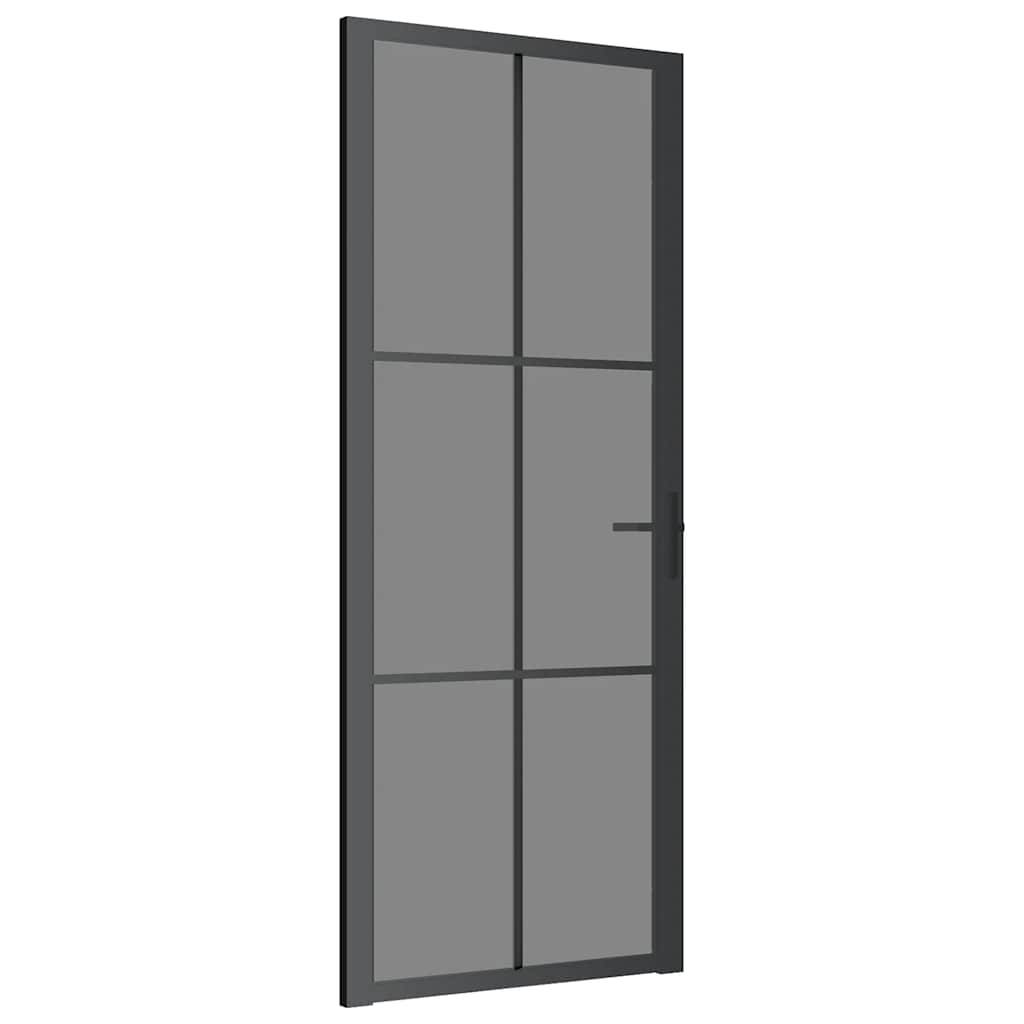 vidaXL Innentür 83x201,5 cm Schwarz ESG-Glas und Aluminium