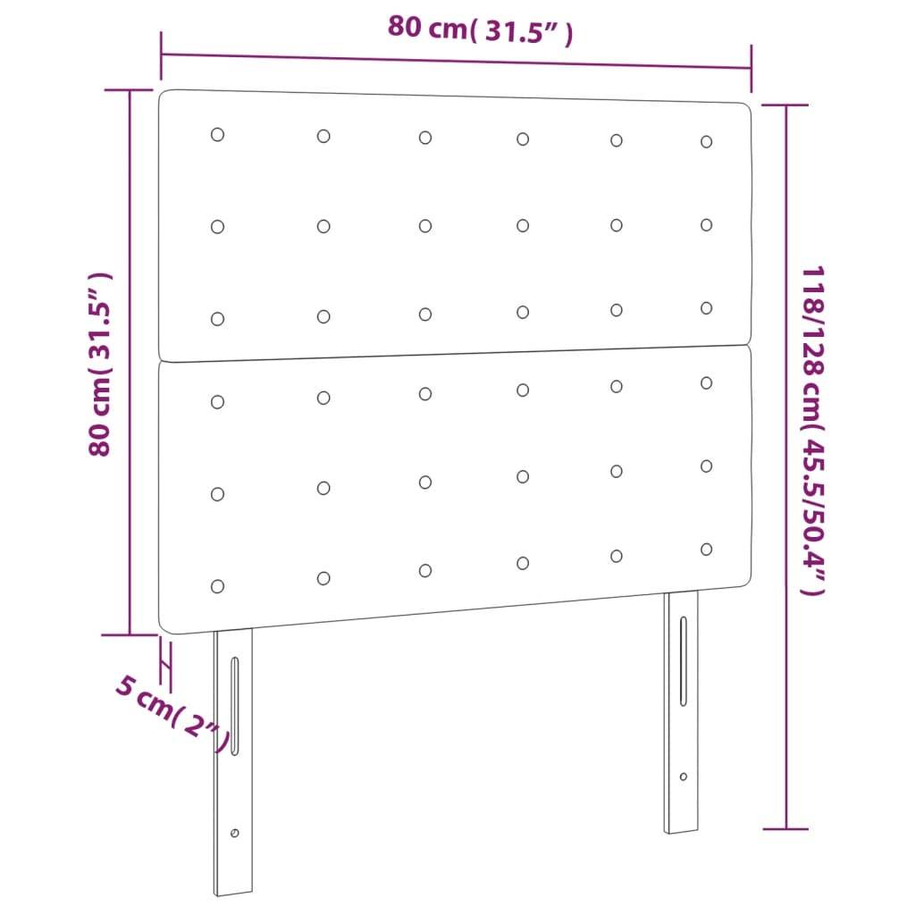 vidaXL Kopfteile 2 Stk. Dunkelgrau 80x5x78/88 cm Samt