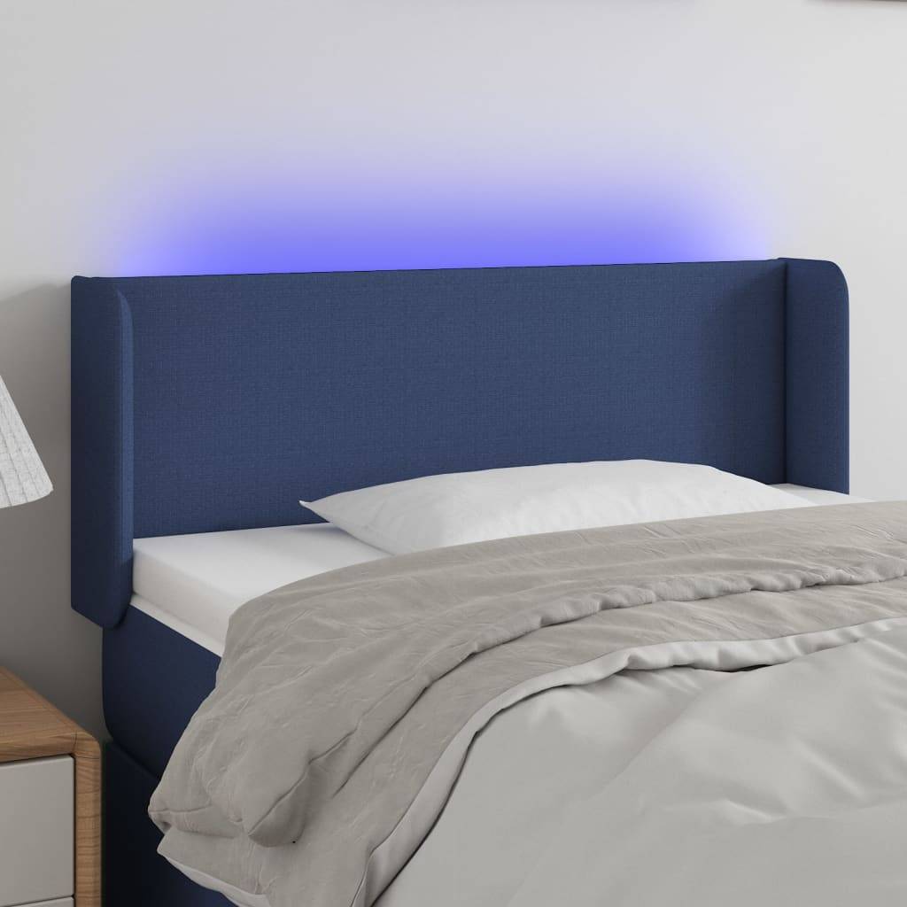 vidaXL LED Kopfteil Blau 83x16x78/88 cm Stoff