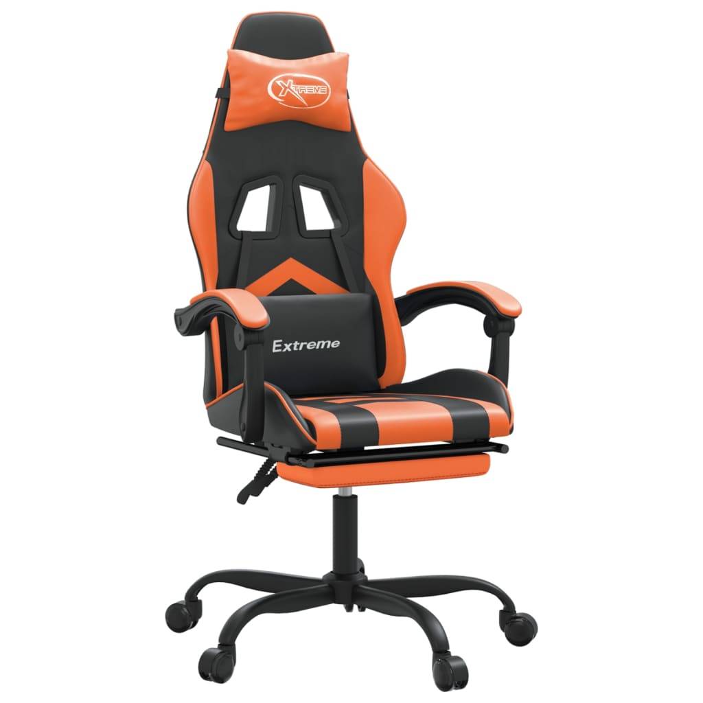 vidaXL Gaming-Stuhl mit Fußstütze Drehbar Schwarz & Orange Kunstleder