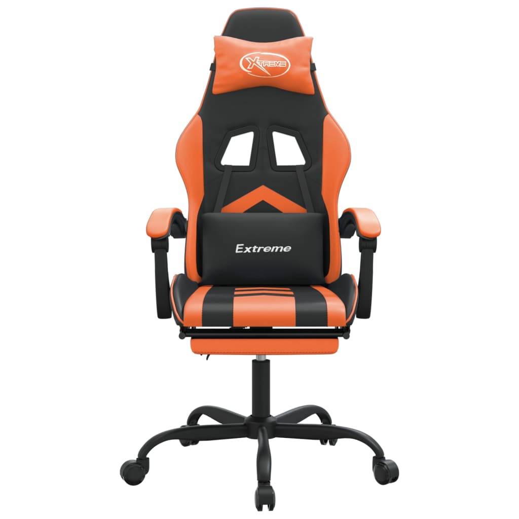 vidaXL Gaming-Stuhl mit Fußstütze Drehbar Schwarz & Orange Kunstleder