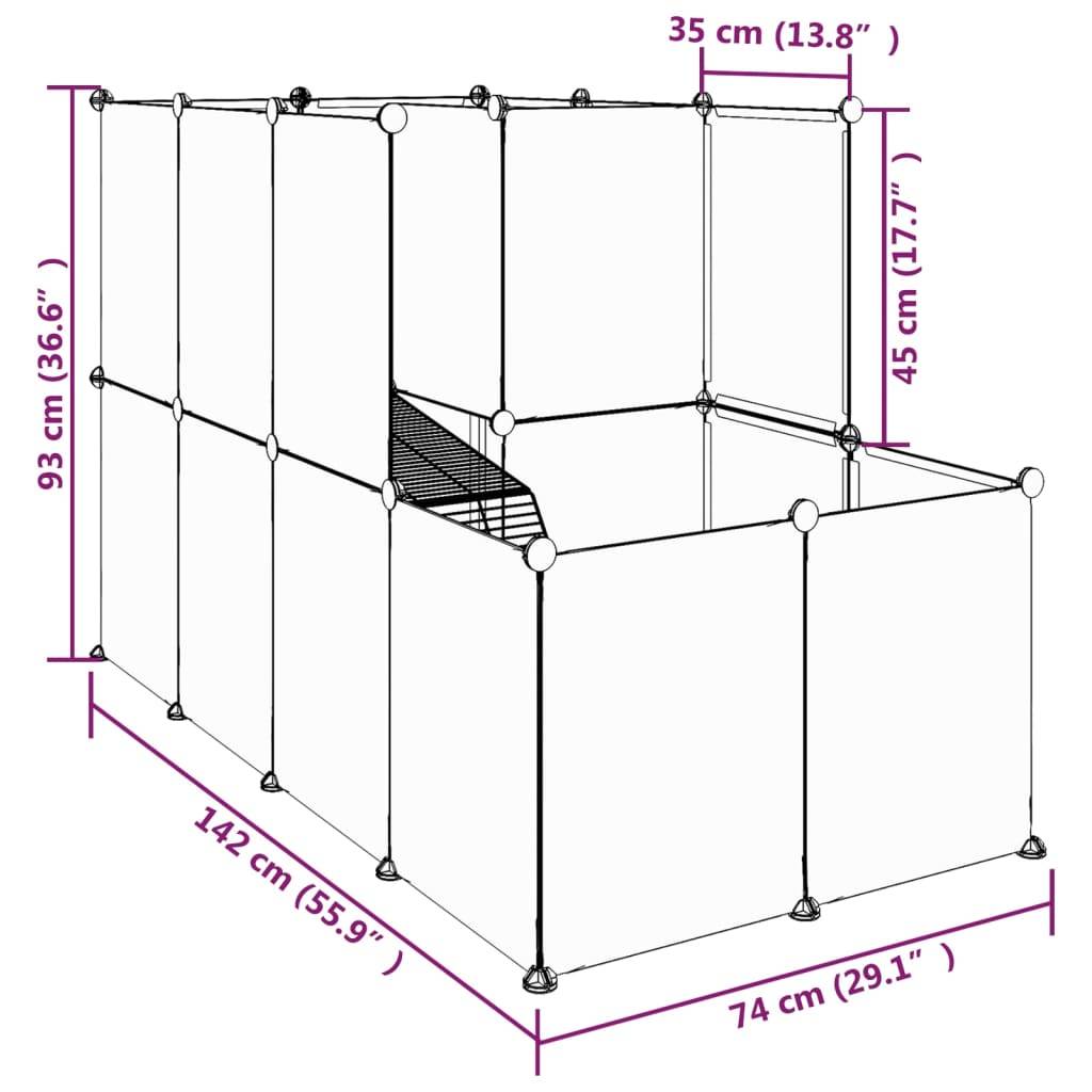 vidaXL Kleintierkäfig Schwarz 142x74x93 cm PP und Stahl