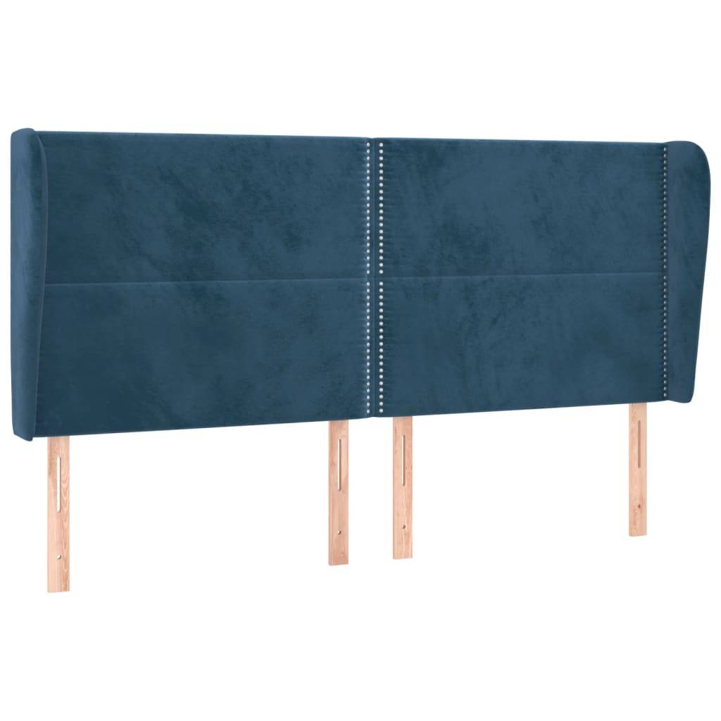 vidaXL Kopfteil mit Ohren Dunkelblau 163x23x118/128 cm Samt