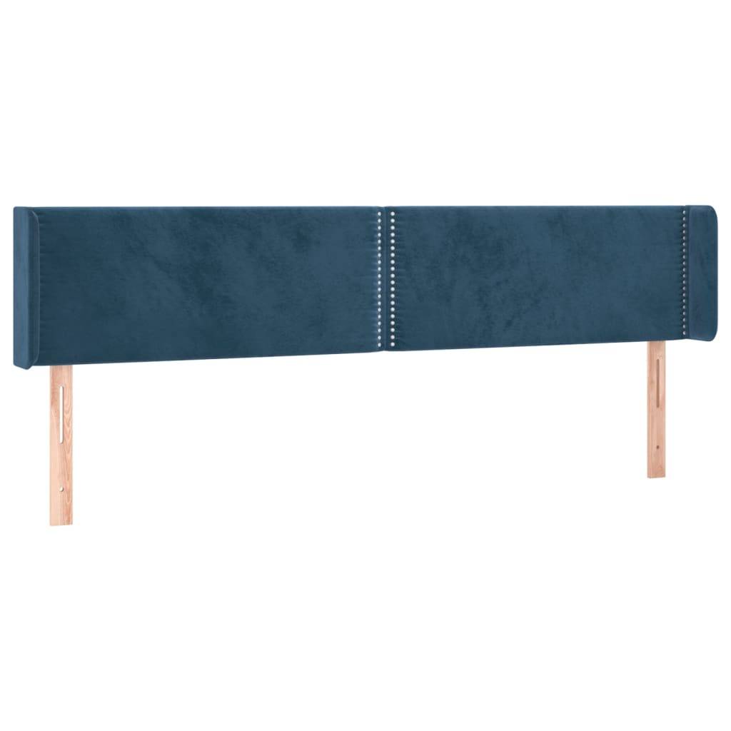 vidaXL Kopfteil mit Ohren Dunkelblau 203x16x78/88 cm Samt