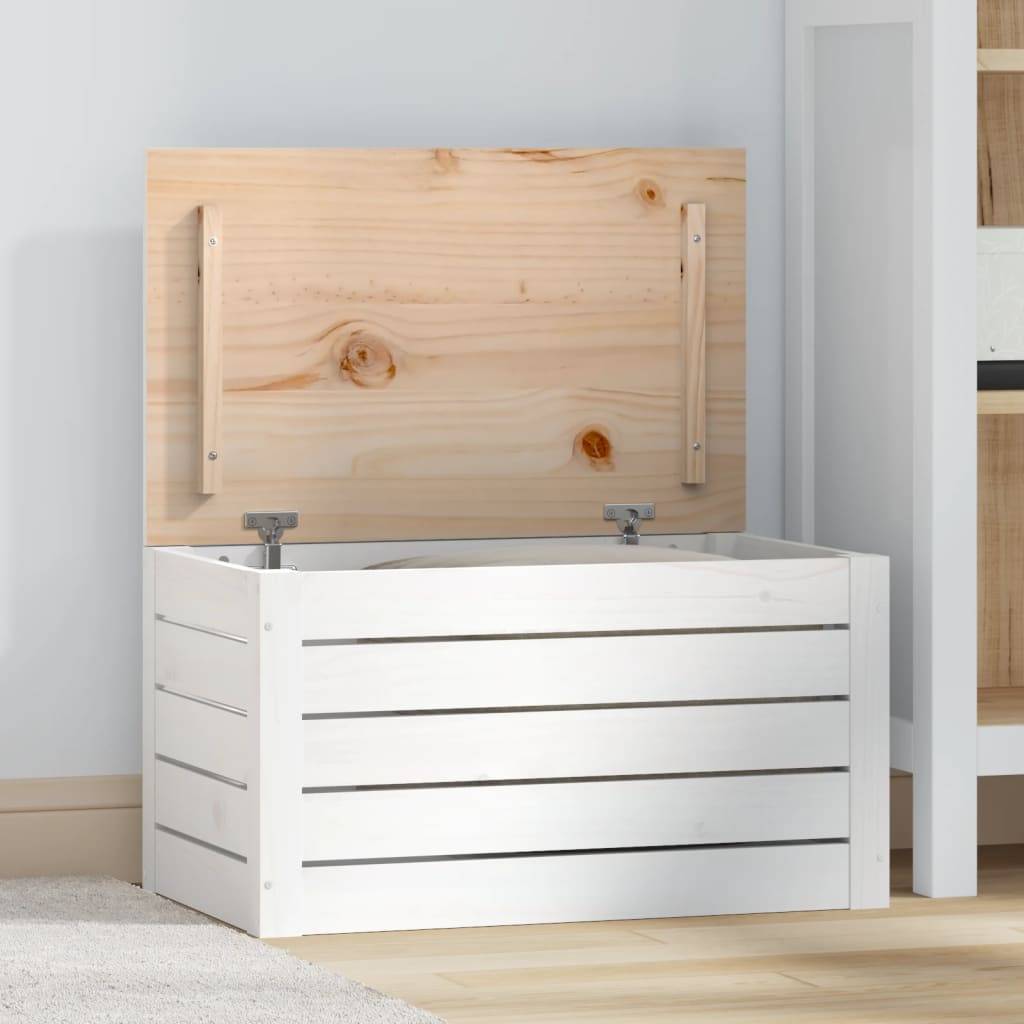 vidaXL Truhe Weiß 59,5x36,5x33 cm Massivholz Kiefer