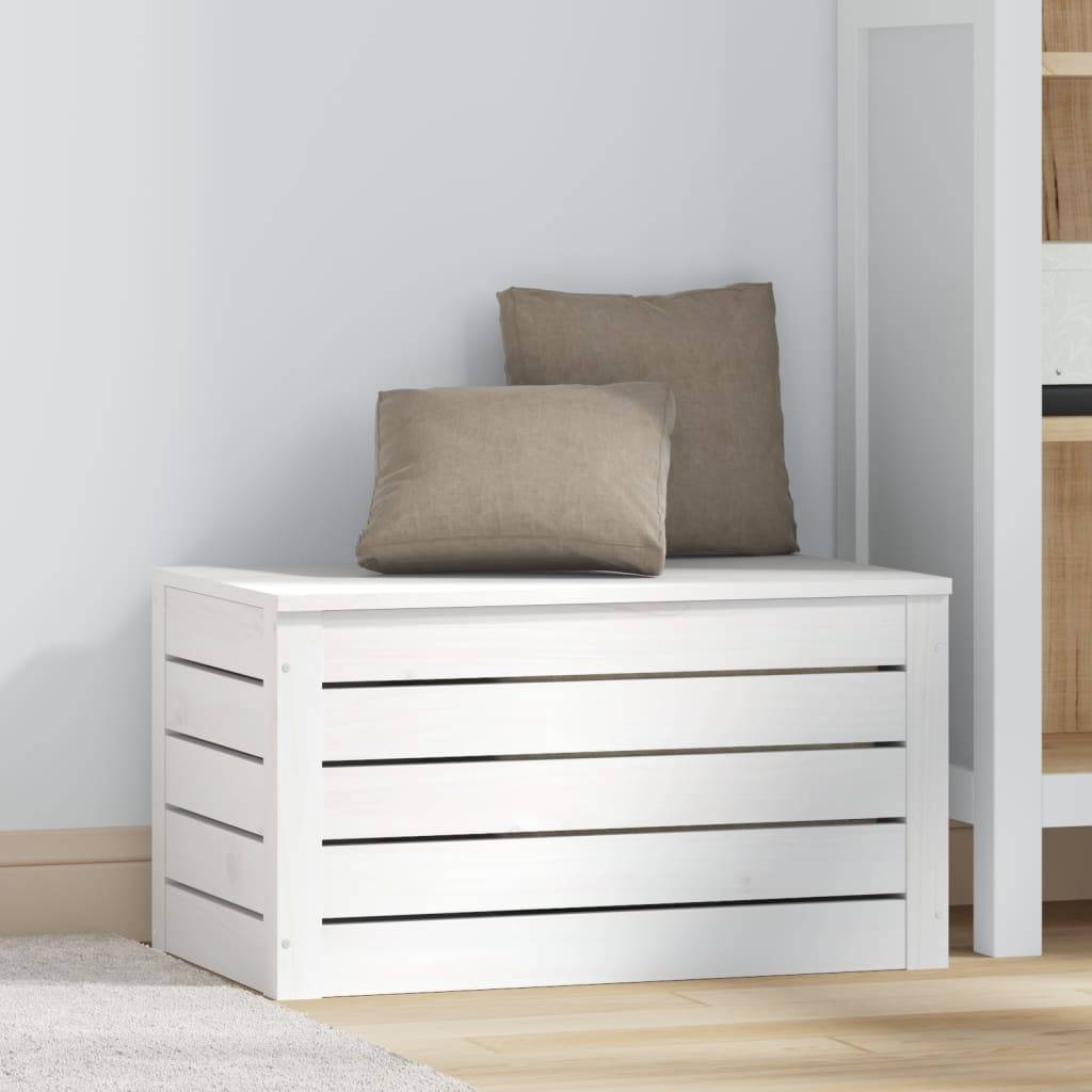 vidaXL Truhe Weiß 59,5x36,5x33 cm Massivholz Kiefer