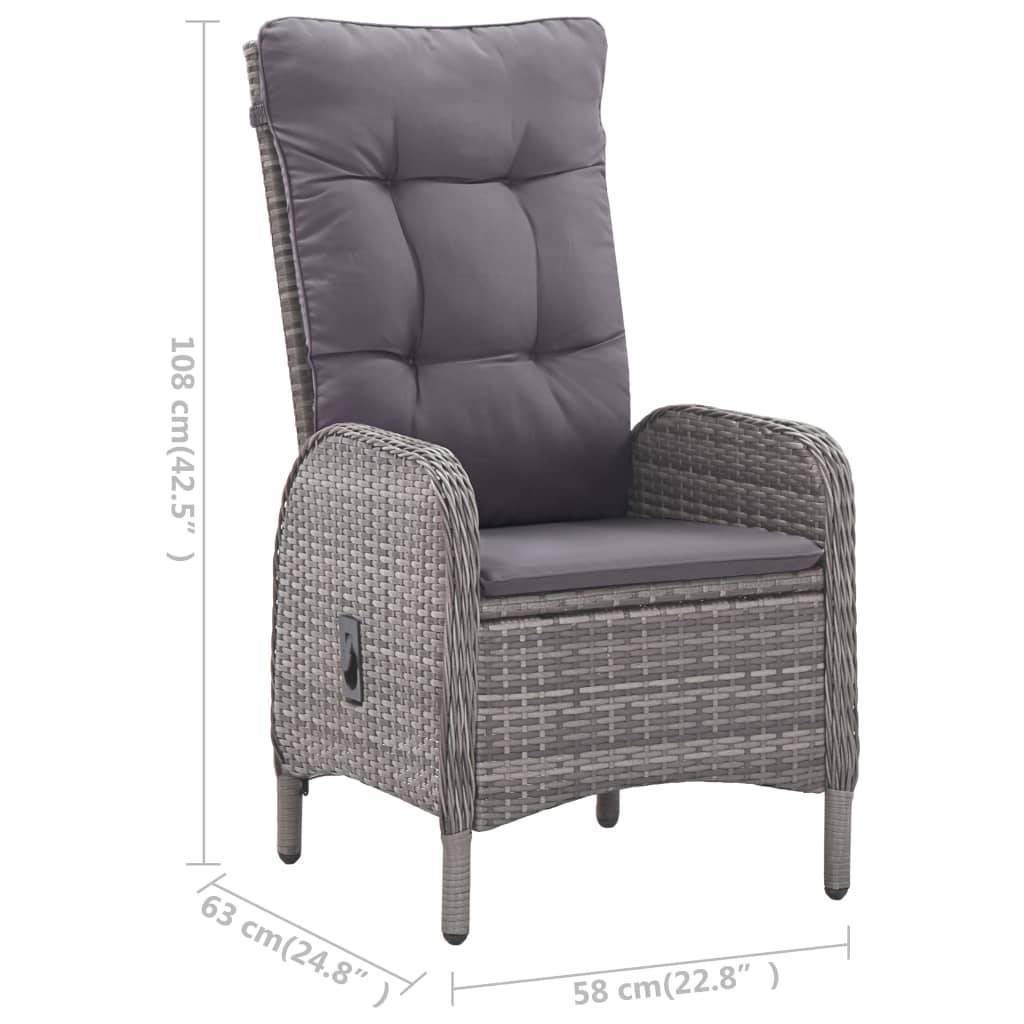vidaXL 3-tlg. Bistro-Set Poly Rattan und Glas Grau