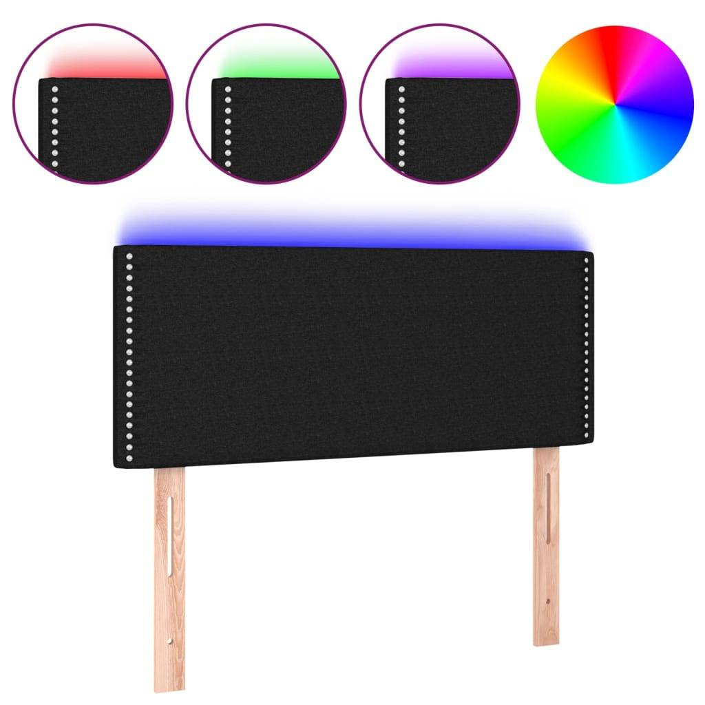 vidaXL LED Kopfteil Schwarz 80x5x78/88 cm Stoff