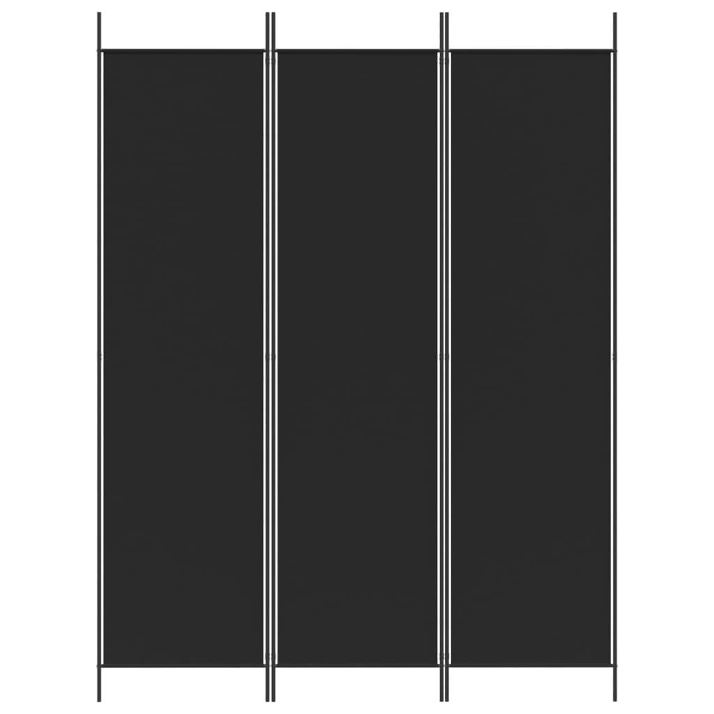 vidaXL 3-tlg. Paravent Schwarz 150x200 cm Stoff