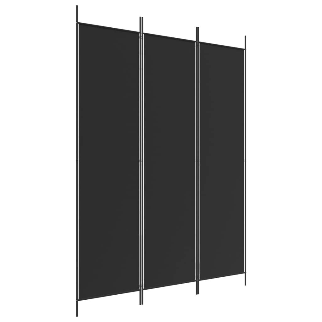 vidaXL 3-tlg. Paravent Schwarz 150x200 cm Stoff