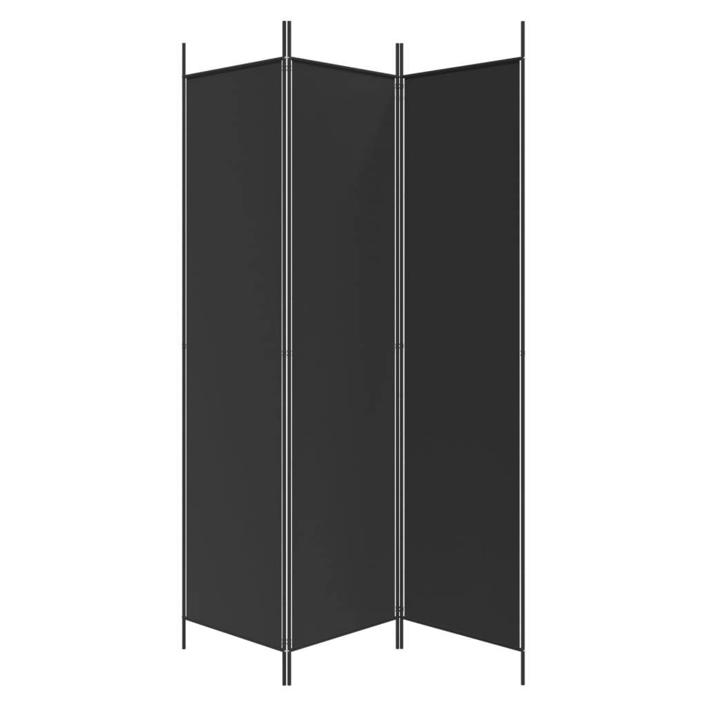 vidaXL 3-tlg. Paravent Schwarz 150x200 cm Stoff
