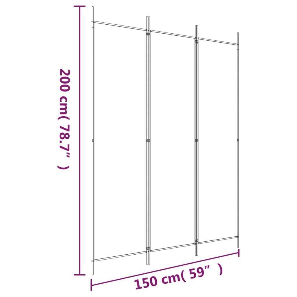 vidaXL 3-tlg. Paravent Schwarz 150x200 cm Stoff