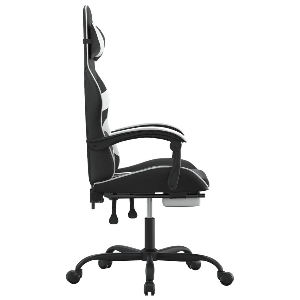 vidaXL Gaming-Stuhl mit Fußstütze Drehbar Schwarz & Weiß Kunstleder