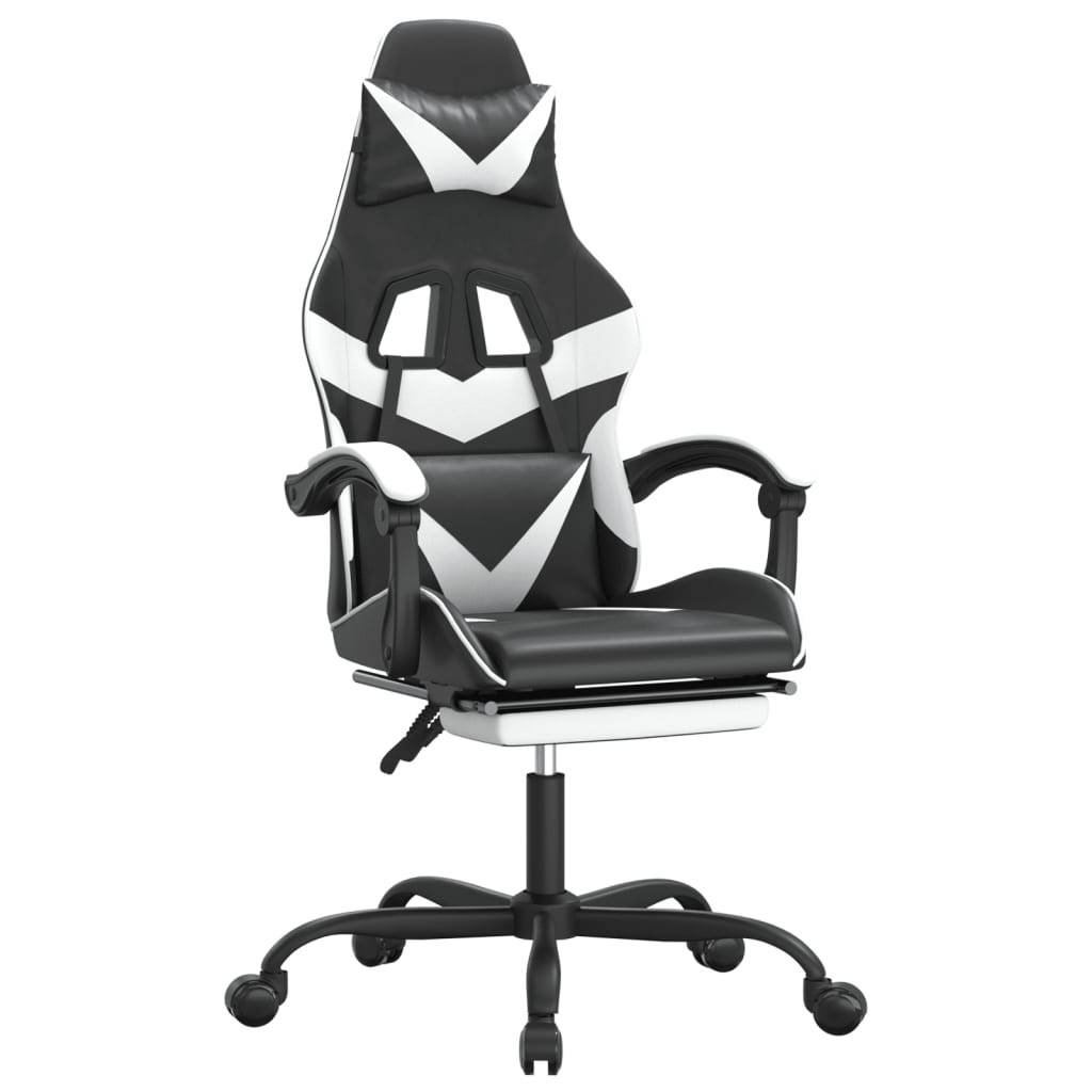 vidaXL Gaming-Stuhl mit Fußstütze Drehbar Schwarz & Weiß Kunstleder