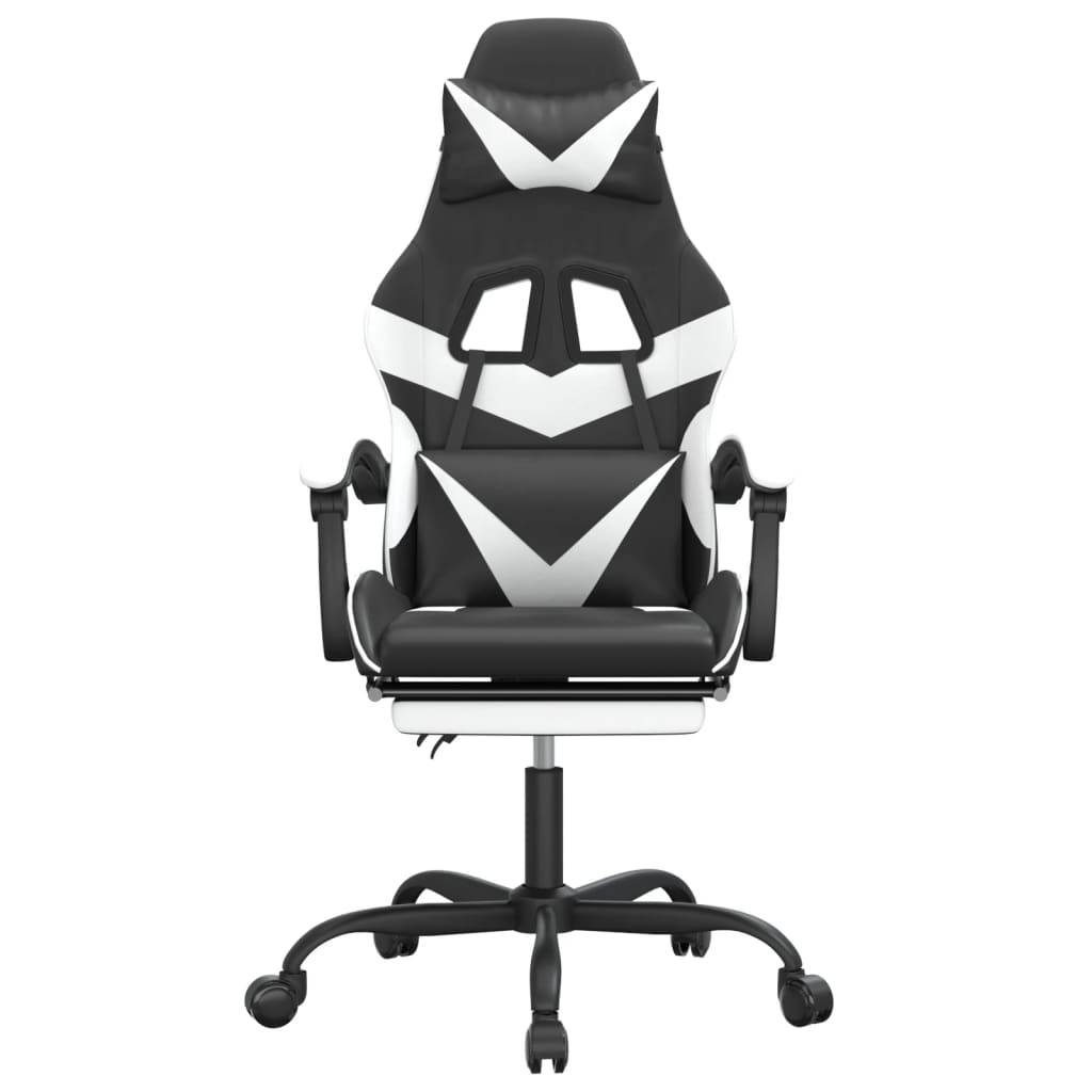 vidaXL Gaming-Stuhl mit Fußstütze Drehbar Schwarz & Weiß Kunstleder