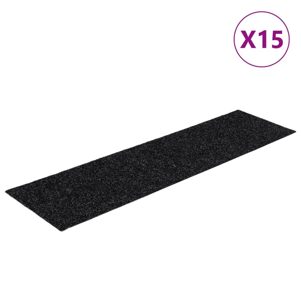 vidaXL Selbstklebende Treppenmatten 15 Stk. Rechteckig 76x20cm Schwarz