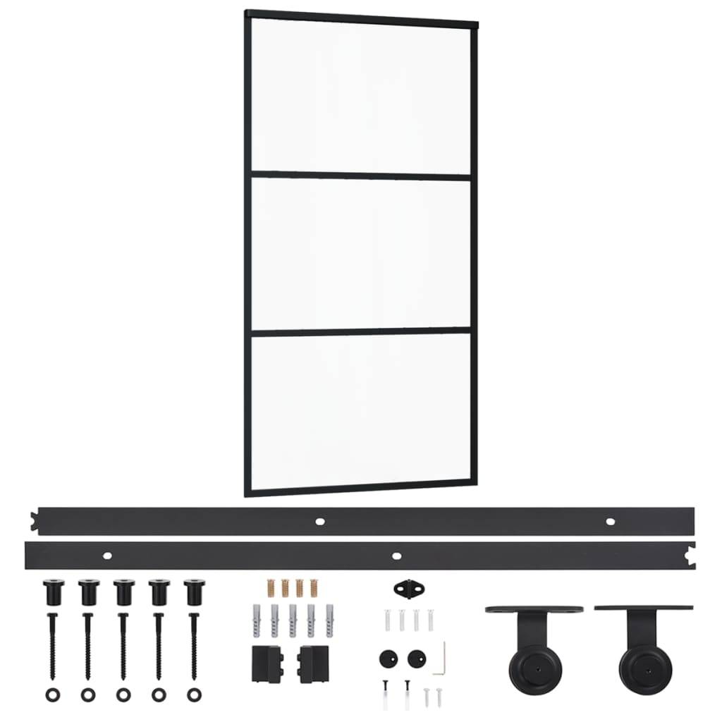 vidaXL Schiebetür mit Beschlag ESG-Glas & Aluminium 102x205 cm