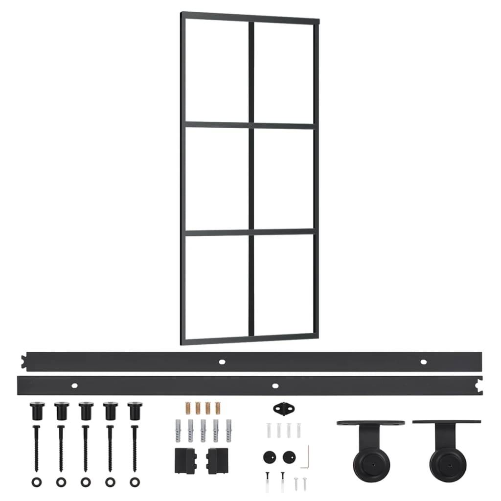 vidaXL Schiebetür mit Beschlag ESG-Glas & Aluminium 90x205 cm