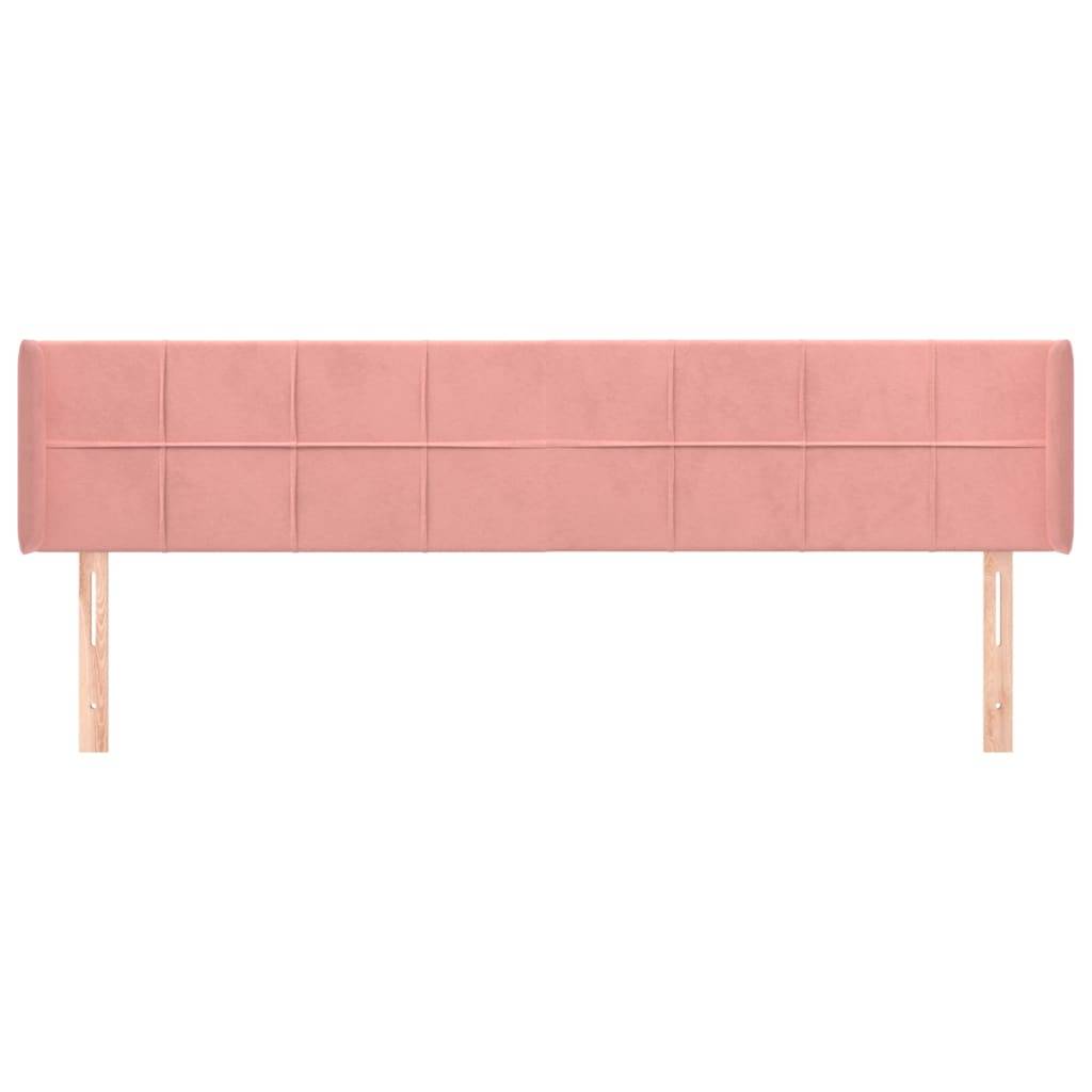 vidaXL Kopfteil mit Ohren Rosa 183x16x78/88 cm Samt
