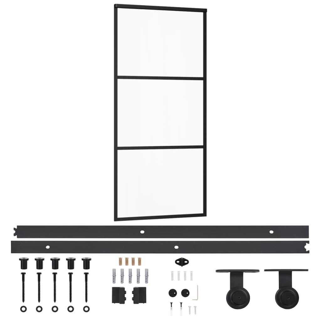 vidaXL Schiebetür mit Beschlag ESG-Glas & Aluminium 90x205 cm