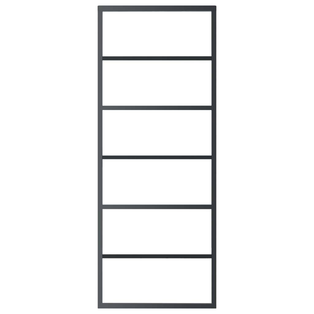 vidaXL Schiebetür ESG-Glas und Aluminium 76x205 cm Schwarz