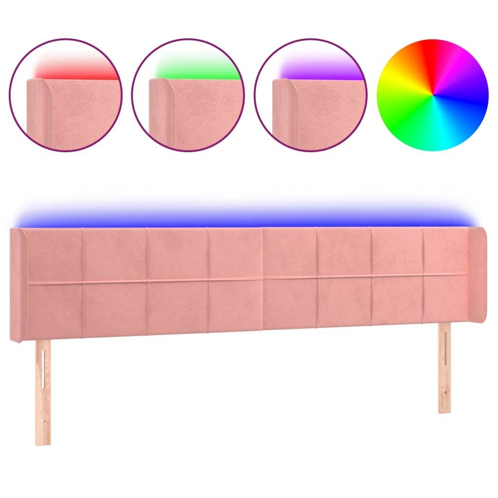 vidaXL LED Kopfteil Rosa 163x16x78/88 cm Samt