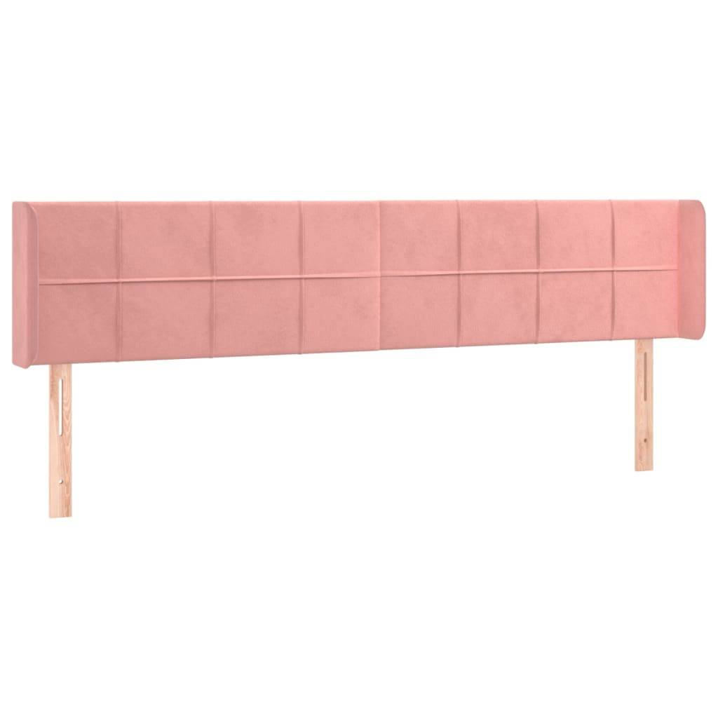 vidaXL Kopfteil mit Ohren Rosa 203x16x78/88 cm Samt