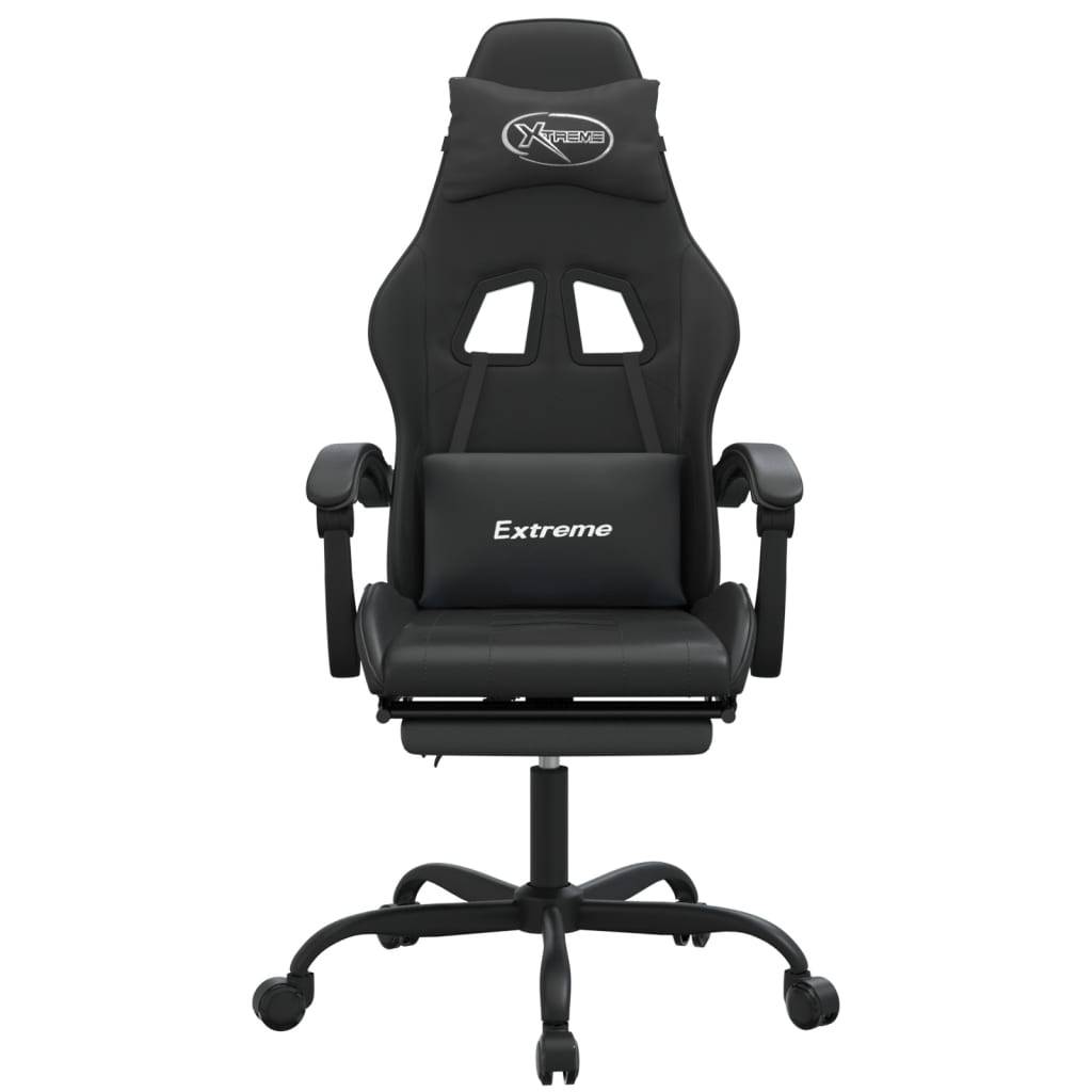 vidaXL Gaming-Stuhl mit Fußstütze Schwarz Kunstleder