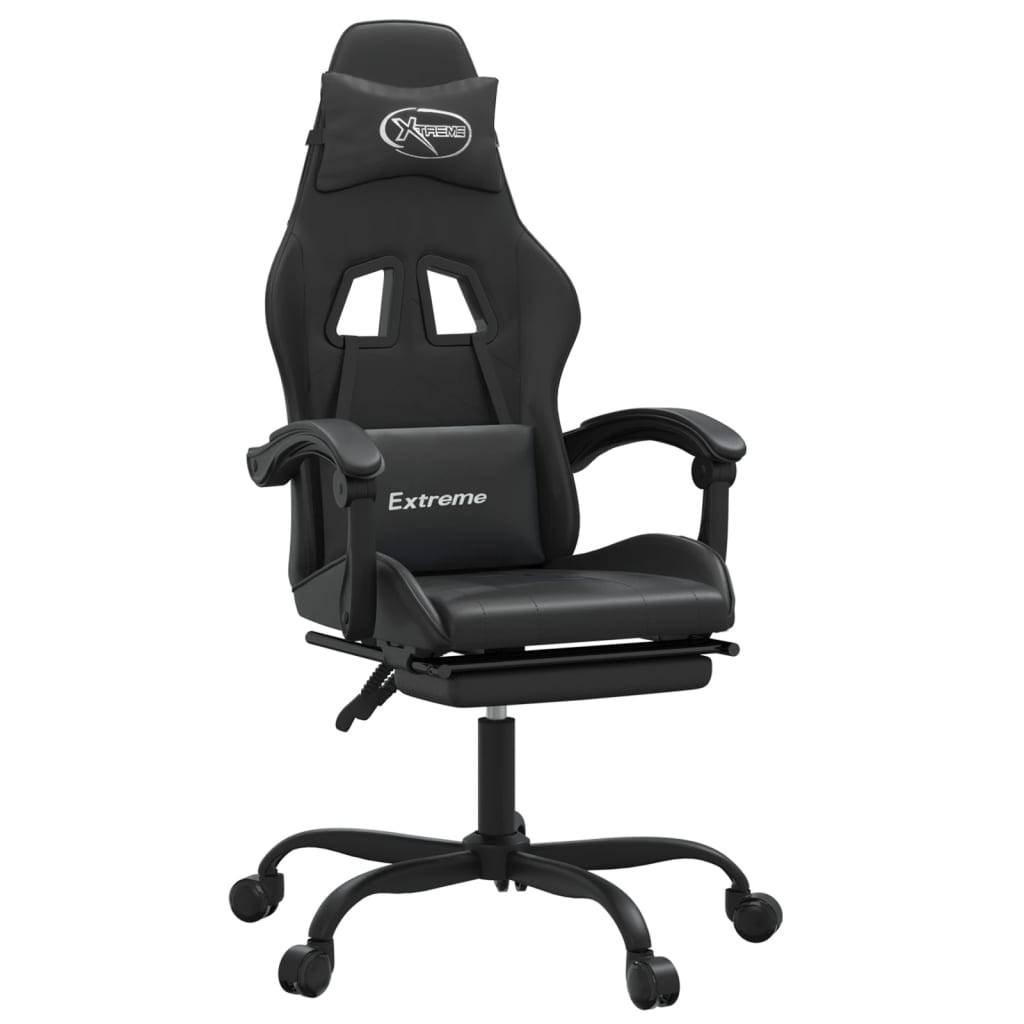 vidaXL Gaming-Stuhl mit Fußstütze Schwarz Kunstleder