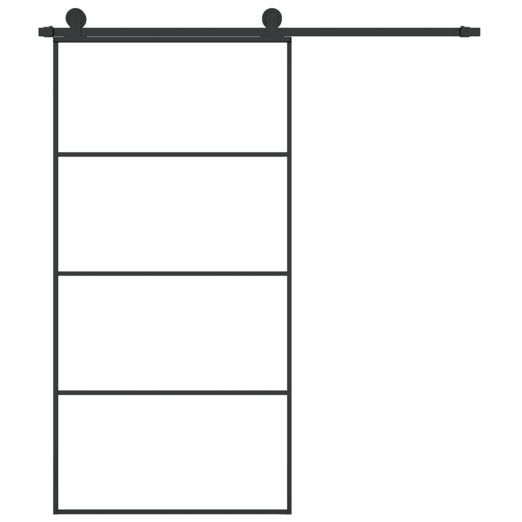 vidaXL Schiebetür mit Beschlag 102,5x205 cm ESG-Glas & Aluminium