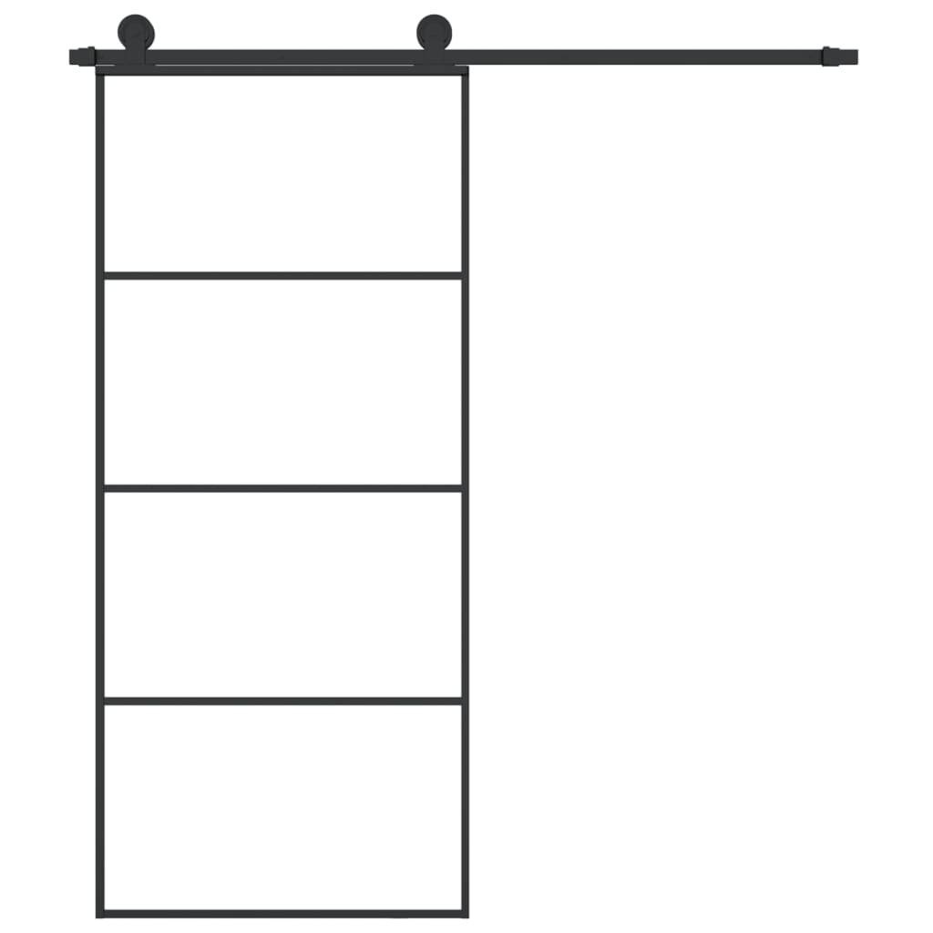 vidaXL Schiebetür mit Beschlag 90x205 cm ESG-Glas & Aluminium