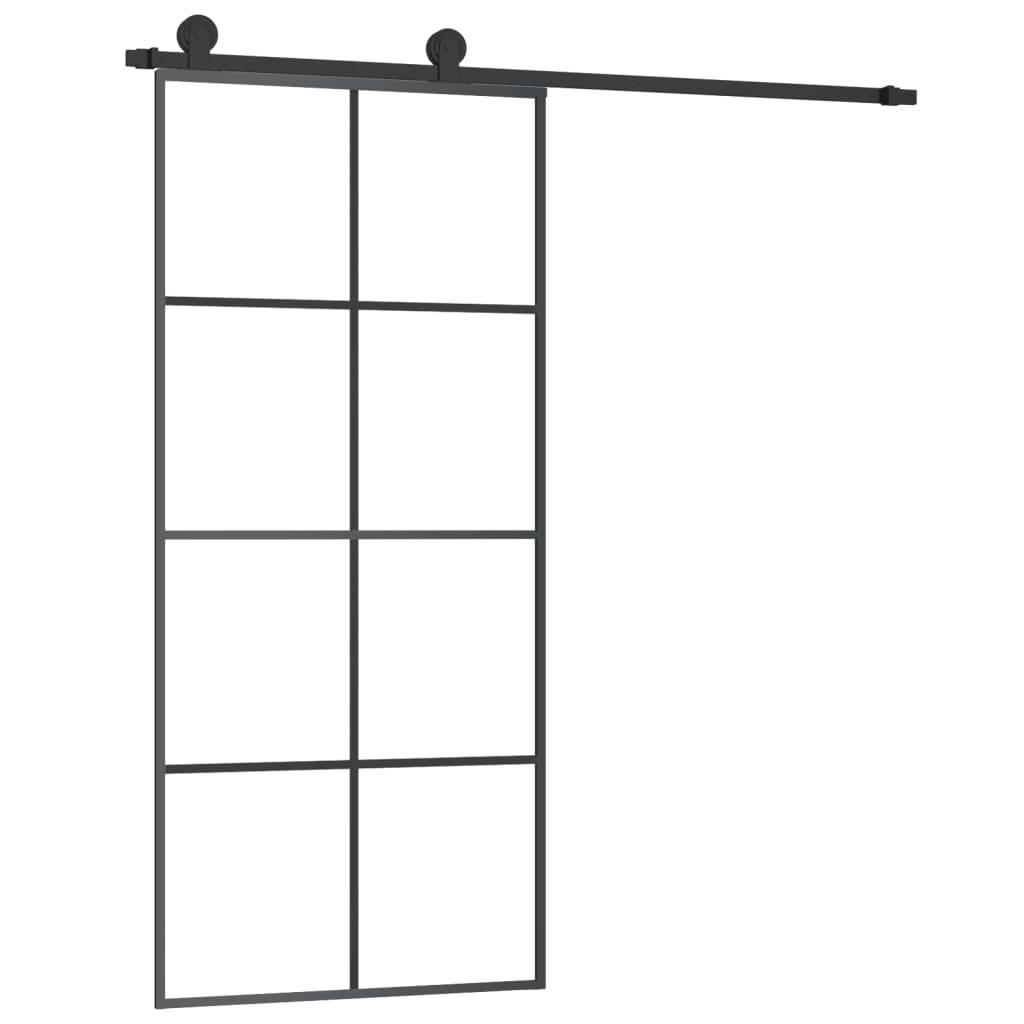 vidaXL Schiebetür mit Beschlag 90x205 cm ESG-Glas & Aluminium